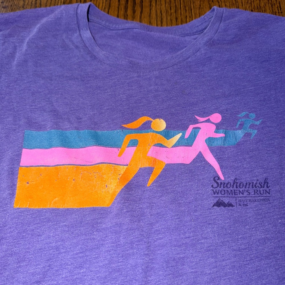 Snohomish Running Co Womens Run Graphic T-Shirt Purple S Soft Cotton Lightweight - Picture 3 of 8
